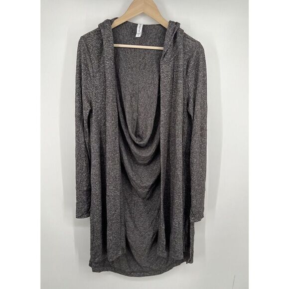 Athleta Harmony Gray Wrap Hooded Slouch Open Front Cardigan Heathered Size Small - Picture 1 of 4